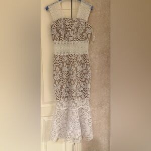 Bronx And Banco White Lace Brynn Midi Dress Medium